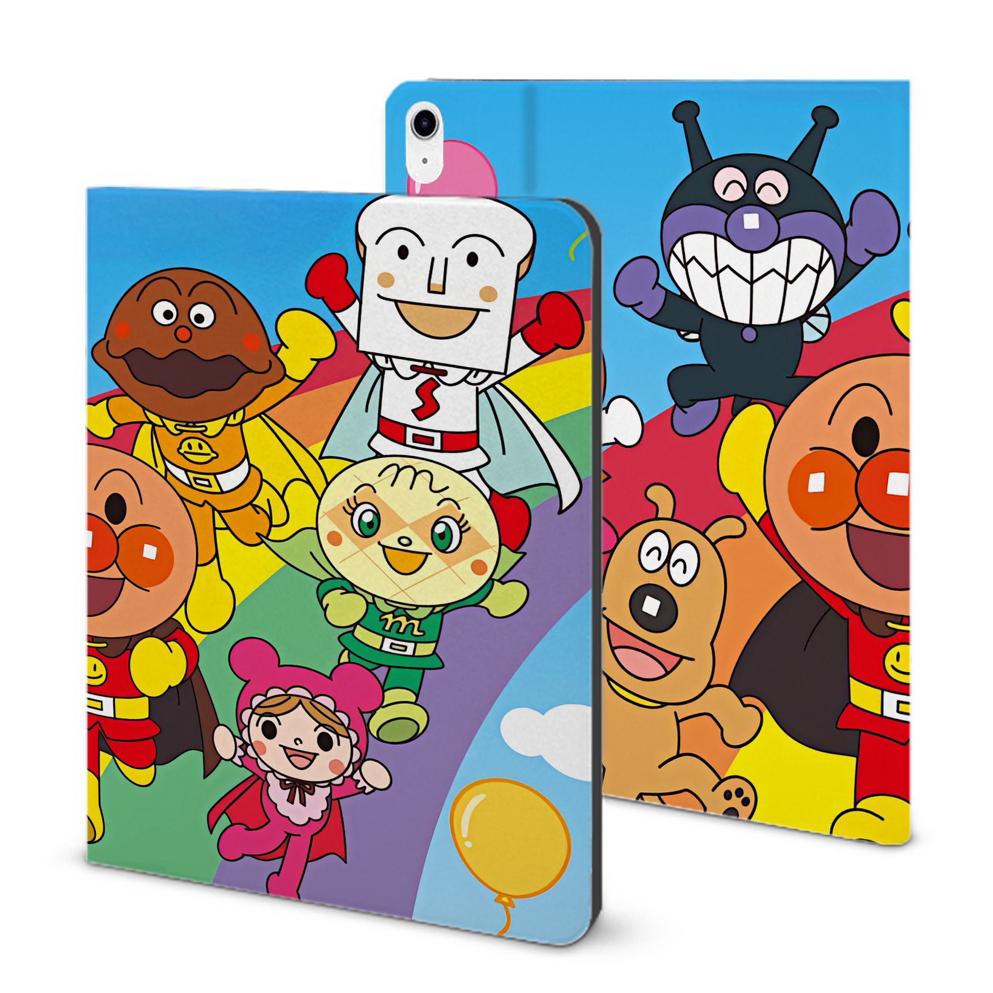 （画像用） アンパンマン Anpanman IPad ケース ブック型 PUレザー TPU 耐衝撃 軽量 薄型 ペン収納なし 全面保護 IPad 各モデル対応